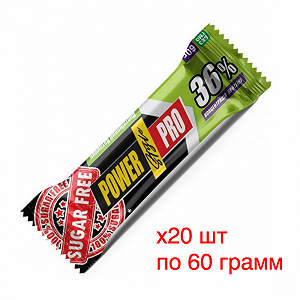 Блок Батончиків Power Pro 36% Sugar Free (Без цукру), 60 грам зі смаком "Горіх" 20х60 грам - Фото 1