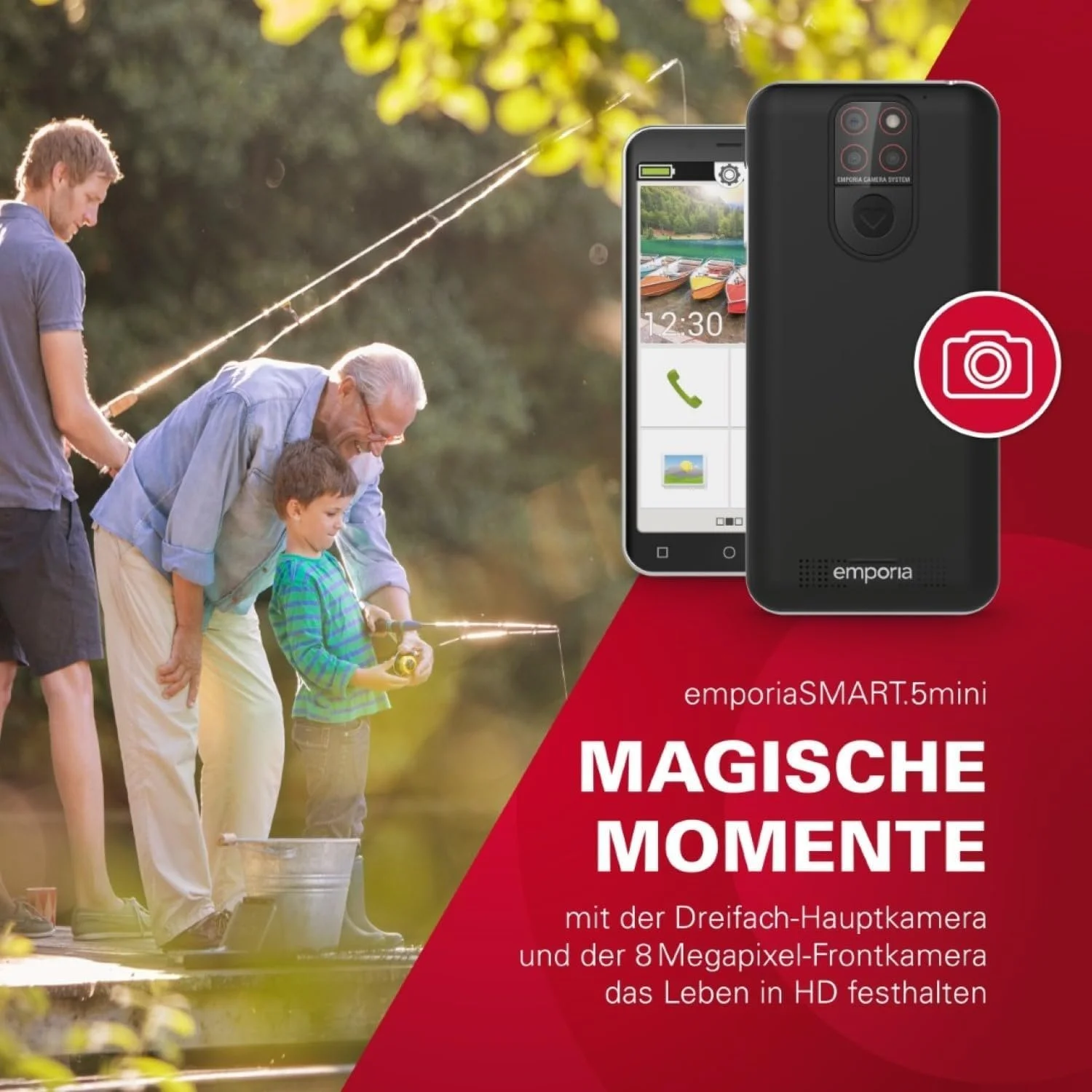 Мобільний телефон для літніх людей emporia SMART.5 Mini 4G Volte 4,95 дюйми Android 13 13 Мп камера Чорний, фото №4
