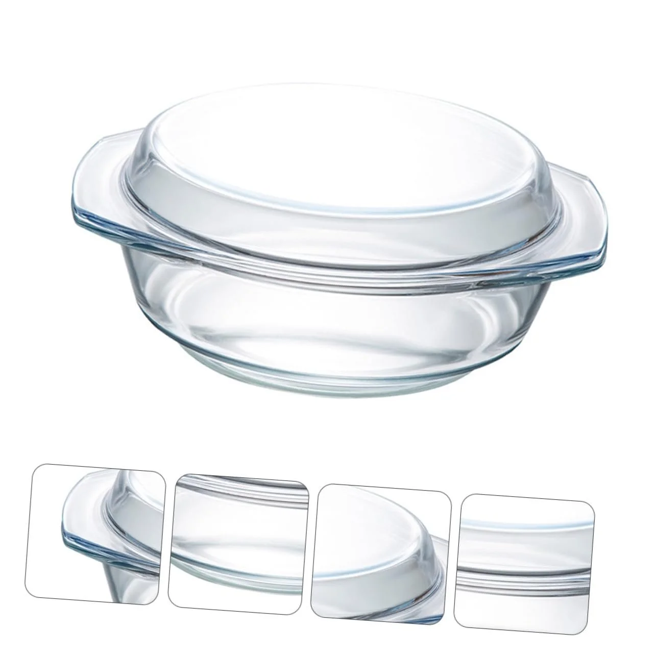 Форма для запекания из загартованного стекла круглая термостойкая прозрачная, фото №7
