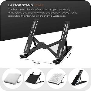 Подставка для ноутбука K-MART Регулируемая по высоте - Сделана из алюминиевого сплава, 6 передач Подставка для ноутбука для стола, Совместима с MacBook Air, Pro, Dell Allen Laptops 10-15.6 дюймов (Черный) synthetic.ua - Фото 1