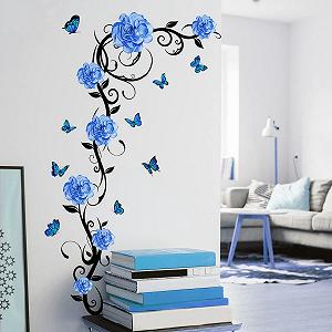 Наклейка на стіну HGDESIGN Blue Peony Rose Flower Tendril - Фото 1