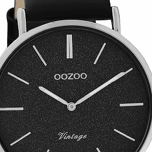 Годинник Oozoo Вінтажний Ремінець зі шкіри з блискітками 40 мм Чорний C20168 synthetic.ua - Фото 1