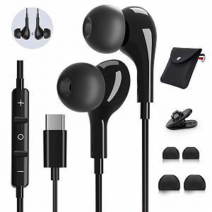 Навушники Вставні AILZPXX USB C з Мікрофоном Чорний - Фото 1