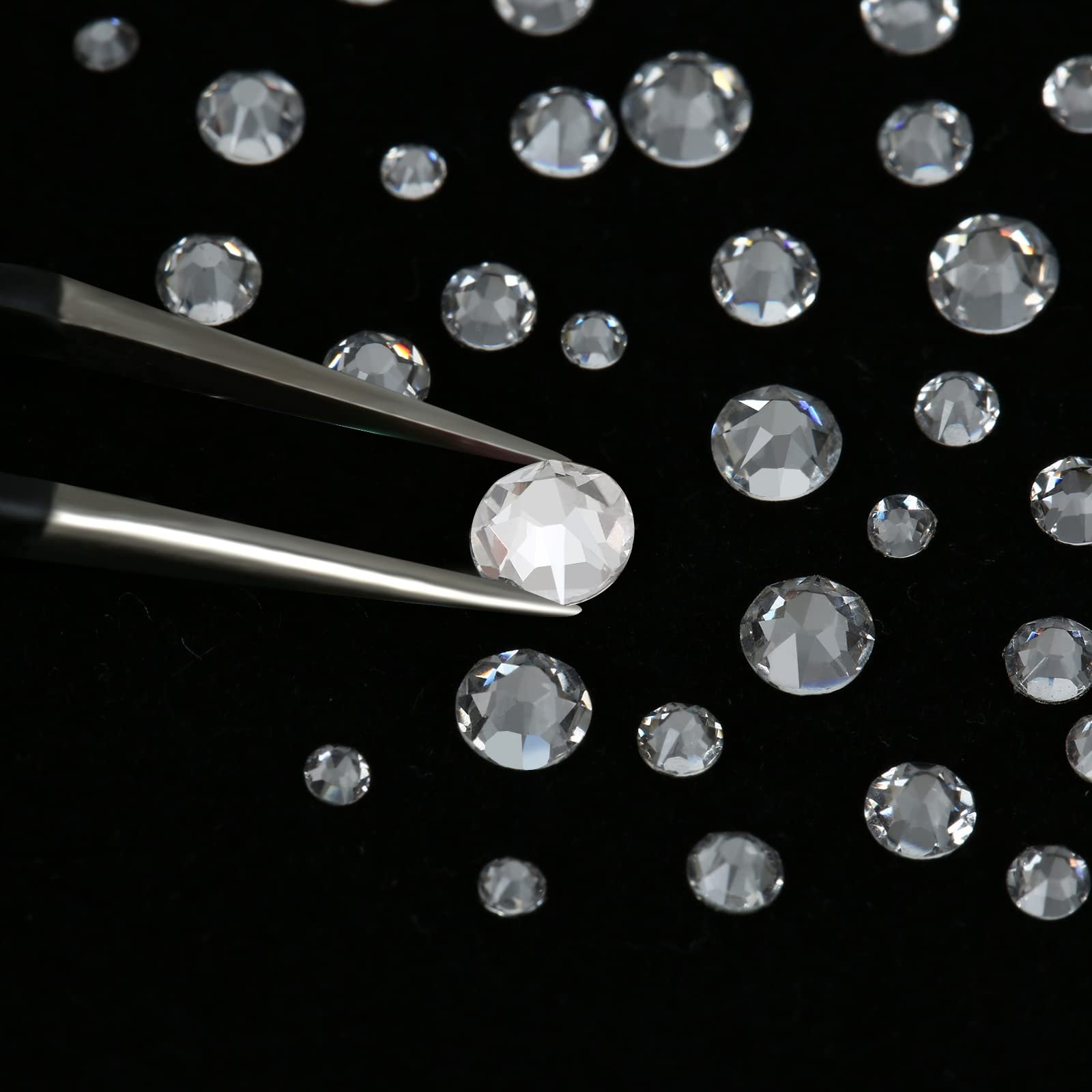 Стразы для ногтей Серебристые 6 размеров 1200 шт, фото №5