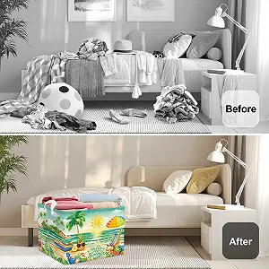 Корзина HUUMONSS Летний Тропический Пляж Детская для игрушек Складная для Мальчиков Девочек, Зеленый, 36 л цена на synthetic.ua - Фото 1 Корзина HUUMONSS Летний Тропический Пляж Детская для игрушек Складная для Мальчиков Девочек, Зеленый, 36 л synthetic.ua - Фото 1