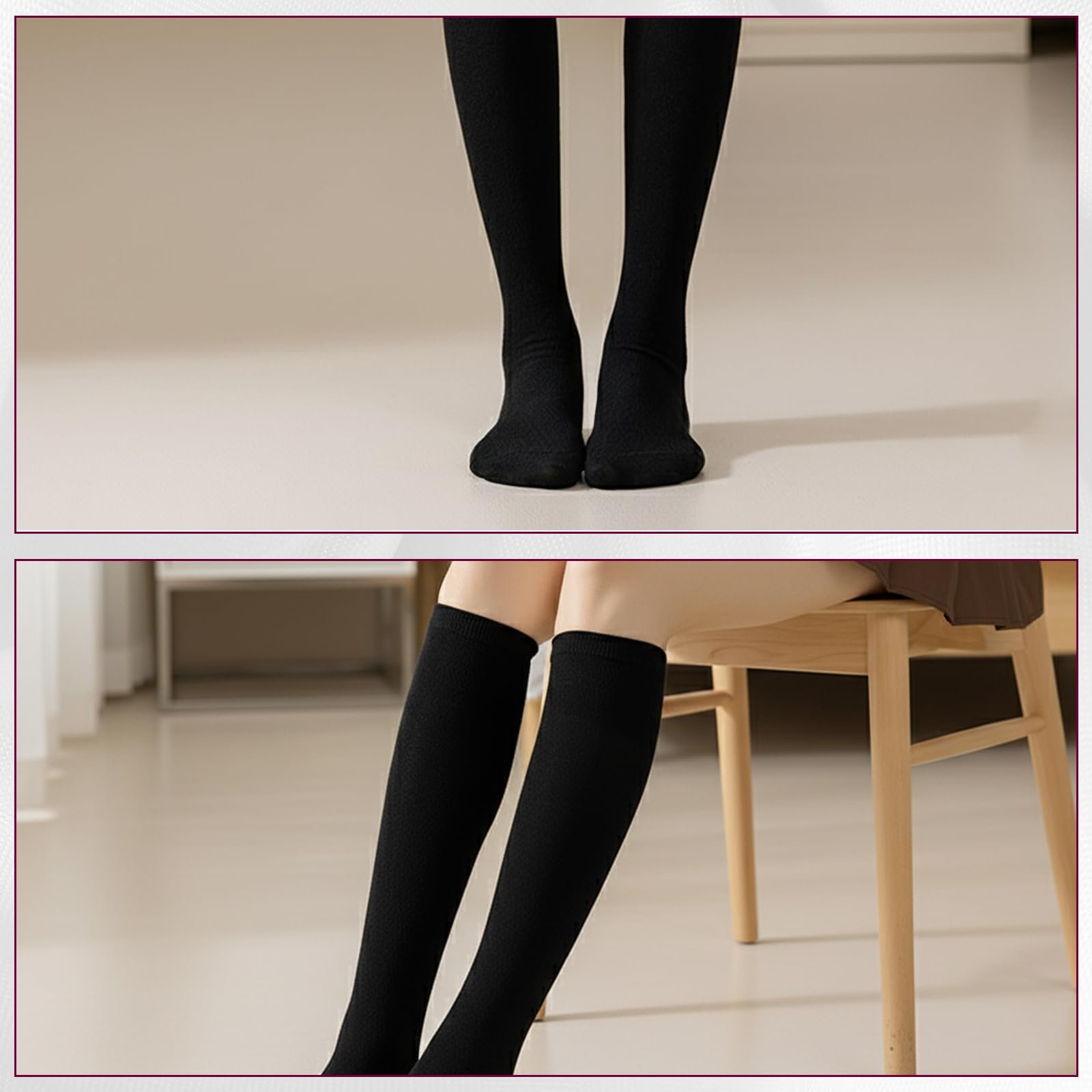 Женские гольфы 4 пары Длинные носки Удобные гольфы для женщин Дышащий материал Для повседневного использования и досуга, фото №4