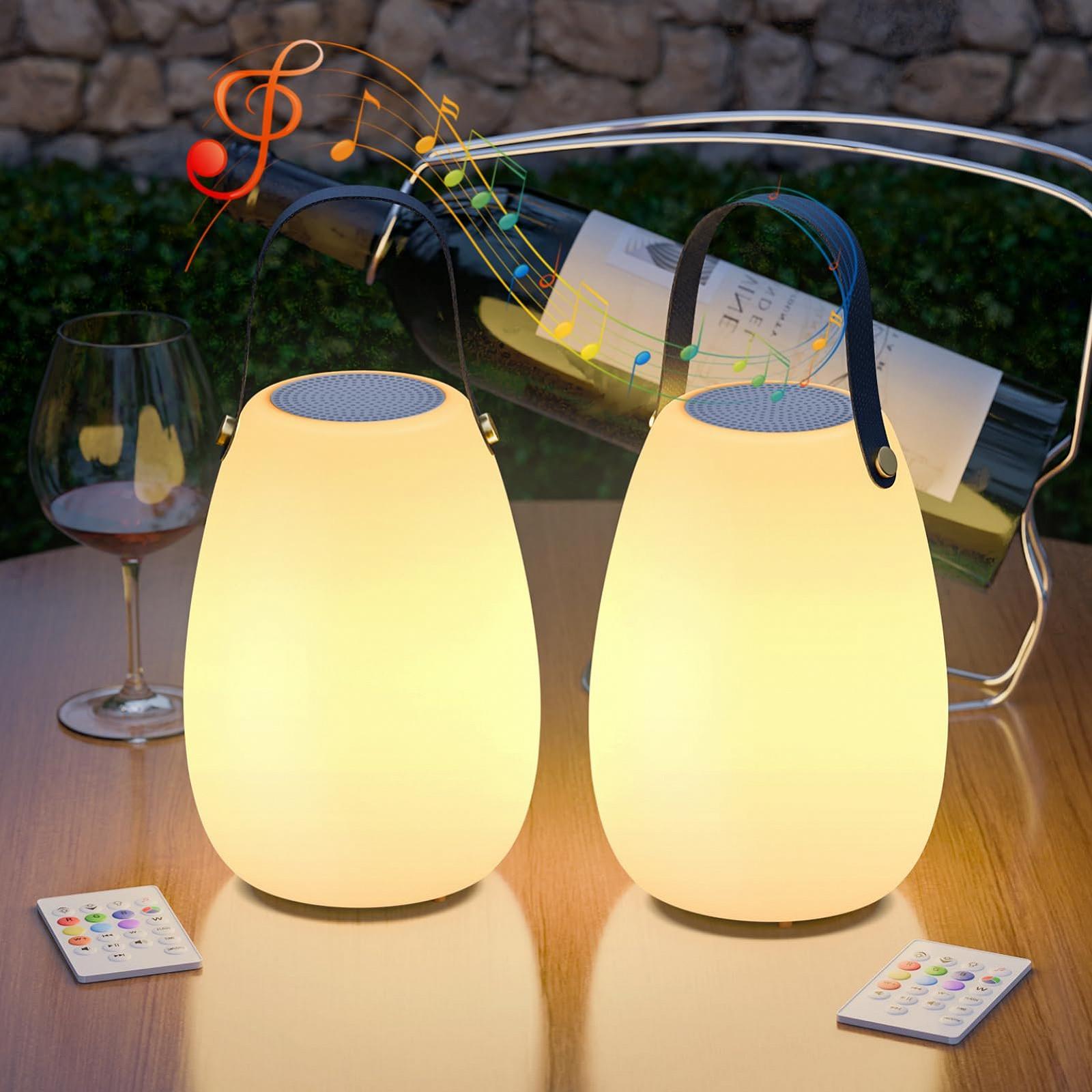 Настольная лампа MALUX Set of 2 уличная с динамиком аккумуляторная RGB LED беспроводная IP44 набор 2 шт., фото №1