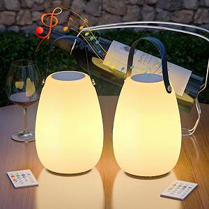 Настольная лампа MALUX Set of 2 уличная с динамиком аккумуляторная RGB LED беспроводная IP44 набор 2 шт. - Фото 1