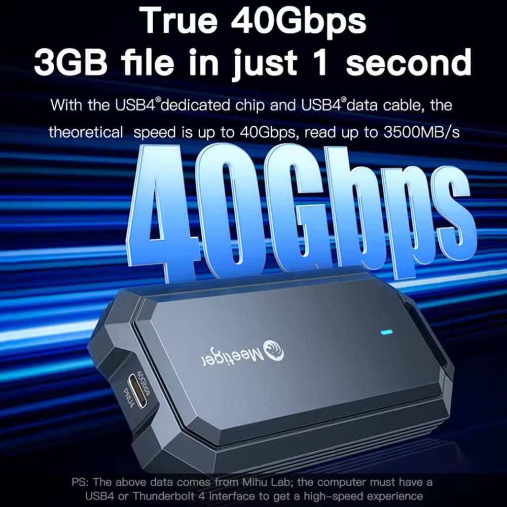 Зовнішній адаптер Meetiger PNU4 Fun 40Gbps M.2 NVMe SSD to USB4, фото №3