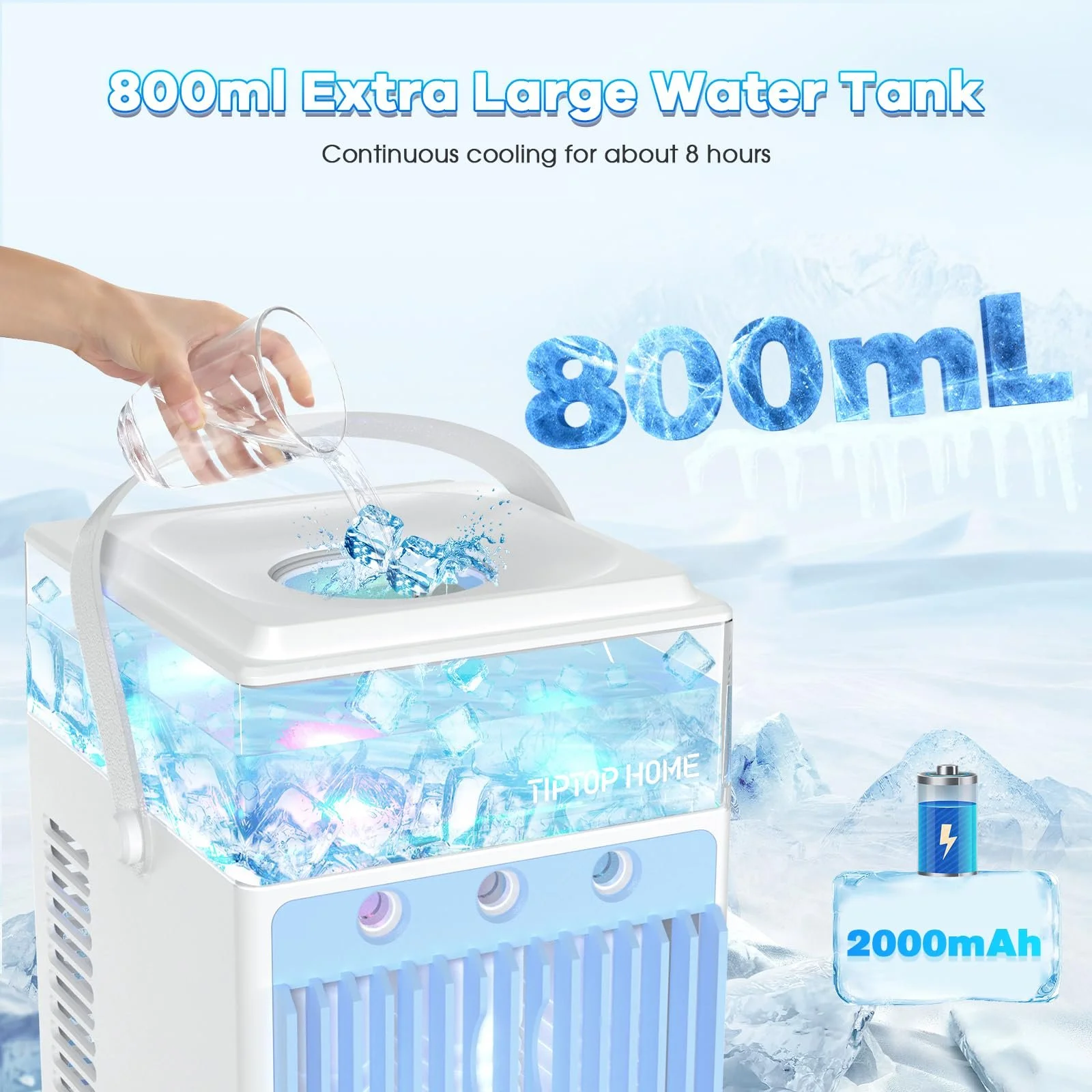 Мобильный кондиционер 5-in-1 Portable Mini without Exhaust Hose with Spray and Night Light, фото №3