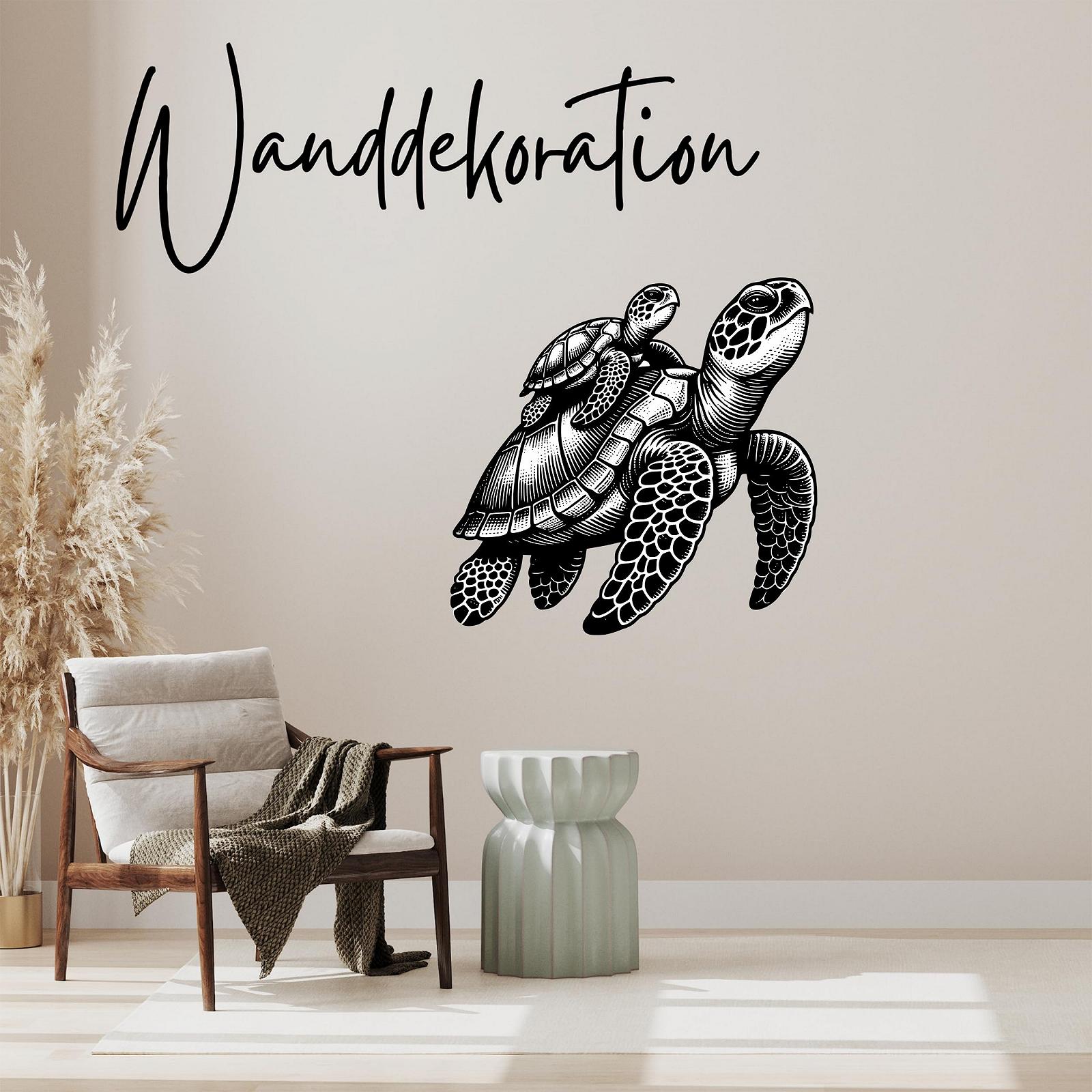 Наклейка на стіну GRAZDesign Черепаха з малюком 60 см Чорна, фото №2