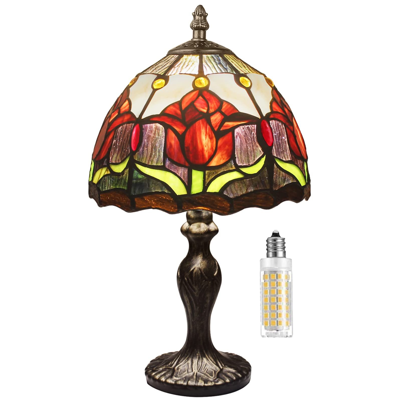 Настільна лампа MIAOKE Stained Glass Vintage ручної роботи вітражний абажур Червона, фото №1