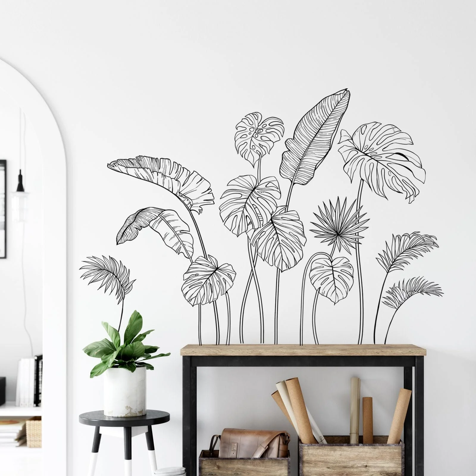 Настінна наклейка Supzone Тропічні рослини Чорна, фото №7