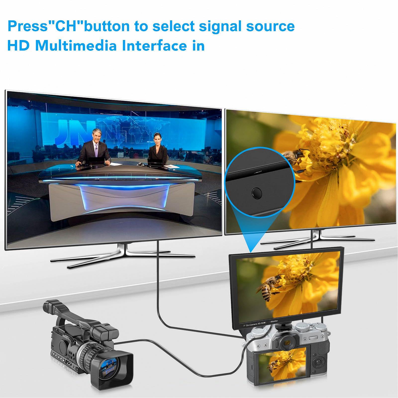Монітор LCD TFT 7 Inch HD 1024 x 600 AV VGA Вбудований звук Чорний (EU Plug), фото №3