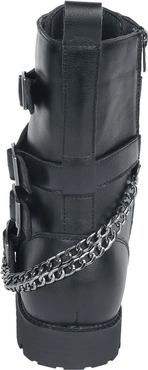 Ботинки на шнуровке Gothicana by EMP Черные с оптической цепью, фото №2