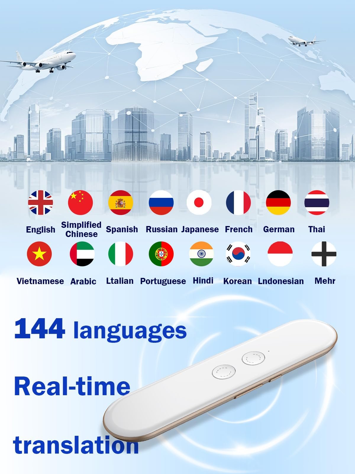 Устройство для перевода языков Wooask G9, Двусторонний в реальном времени, Поддержка 144 языков, 8 языков, фото №2 Устройство для перевода языков Wooask G9, Двусторонний в реальном времени, Поддержка 144 языков, 8 языков, фото №2