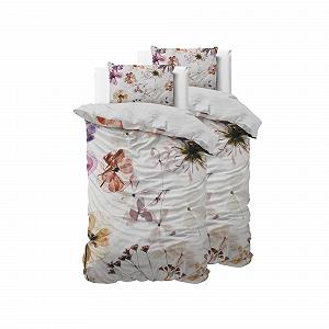 Постільна білизна Sleeptime 4 предмети 135 см x 200 см Білі красиві квіти - Фото 1