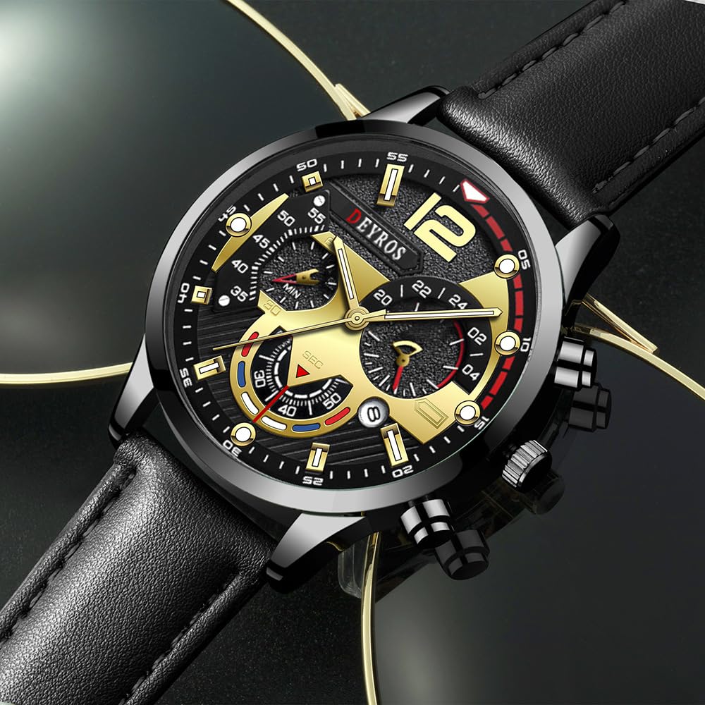 Мужские часы JOATVEE Модные Хронограф с отображением даты Светящийся Аналоговый Кварцевый Спортивный Кожаный, фото №2