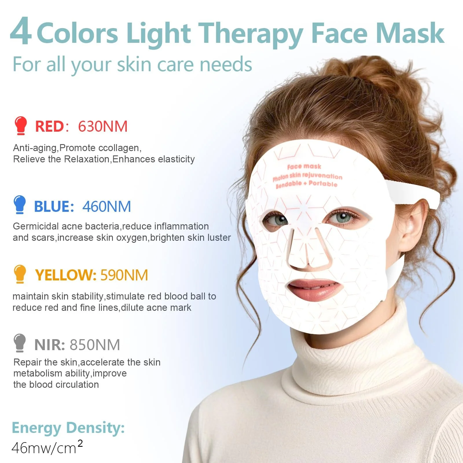 LED Маска для лица Светотерапия Красный свет, LED Маска, фото №3