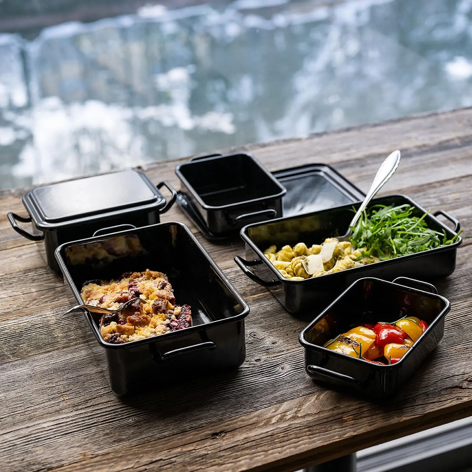 Форма для випікання та сервірування Riess 2182-022 15 х 11 х 7 см емальована чорна, фото №1