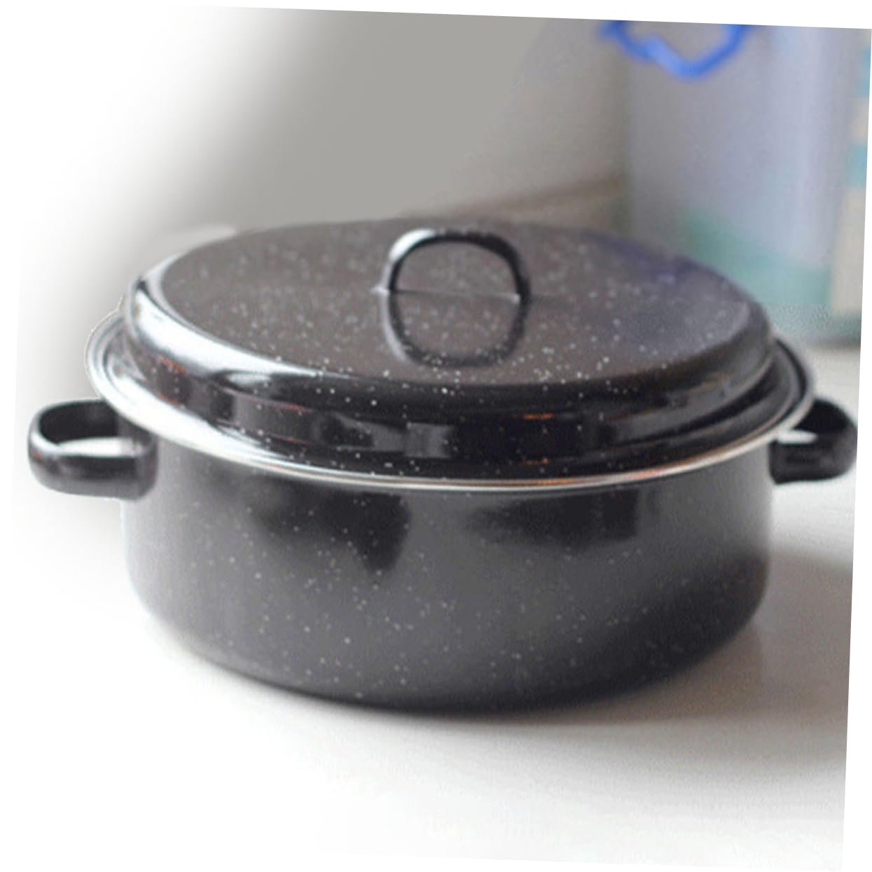 Гусятниця емальована з кришкою та двома ручками, термостійка, фото №5 Гусятниця емальована з кришкою та двома ручками, термостійка, фото №5