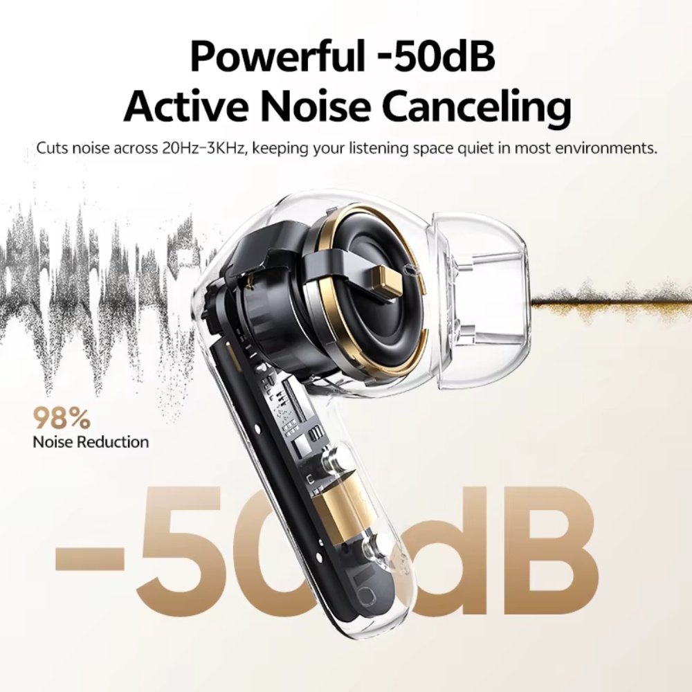 Наушники QCY MeloBuds N20 ANC -50dB BT6.0 Multipoint Black, фото №3