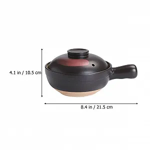 Кастрюля Toyvian Глиняная для газовой плиты с одной ручкой Черная красная synthetic.ua - Фото 1