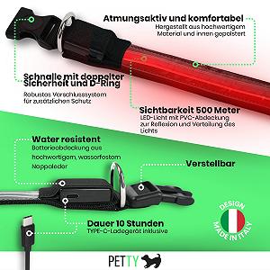 Светодиодный ошейник для собак PETTY 2XS Аккумуляторный USB Пряжка Кнопка безопасности Синий synthetic.ua - Фото 1