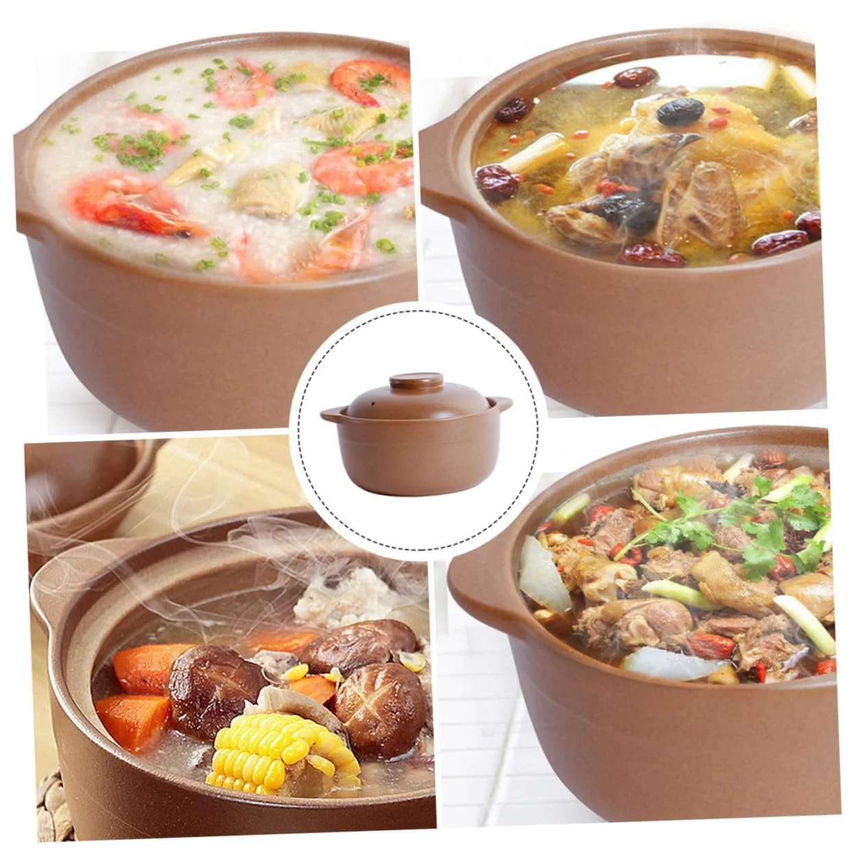 Кастрюля керамическая жаростойкая глазурованная для газовой плиты нескользящие ручки, фото №4