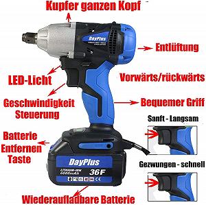 Беспроводная отвертка Battery Hammer Drill 21 Вольт 420 Нм Макс. крутящий момент с 6.0 А/ч батарея, дрель-шуруповерт, ударный гайковерт с аккумулятором, набор сверл и быстрым зарядным устройством, безшнуровая ударная дрель, 4 x ударные головки synthetic.ua - Фото 1