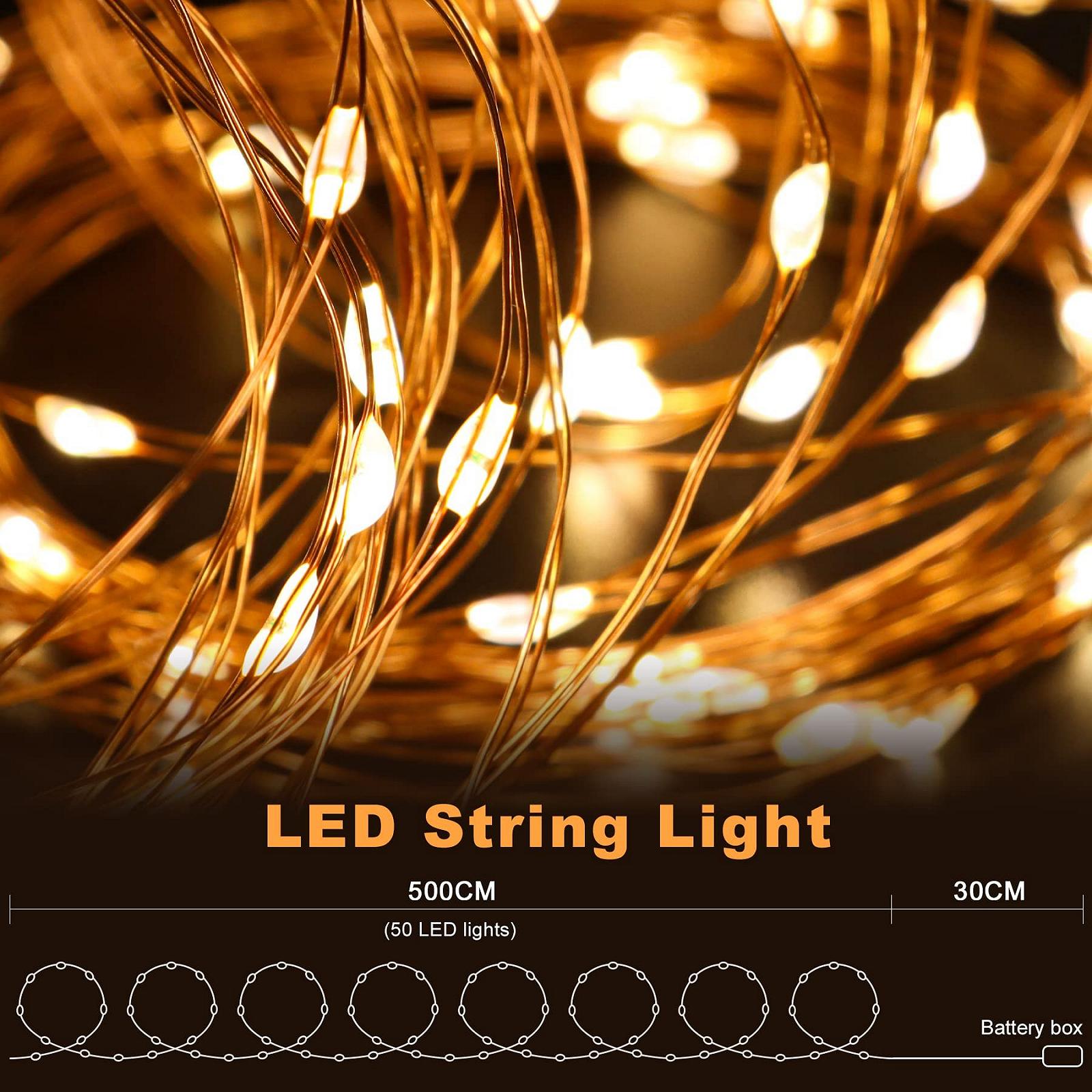Гірлянда Aogled Fairy Lights 5 м, 50 LED, теплий білий, фото №2
