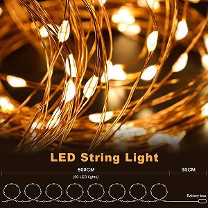 Гирлянда Aogled Fairy Lights 5 м, 50 LED, теплый белый synthetic.ua - Фото 1