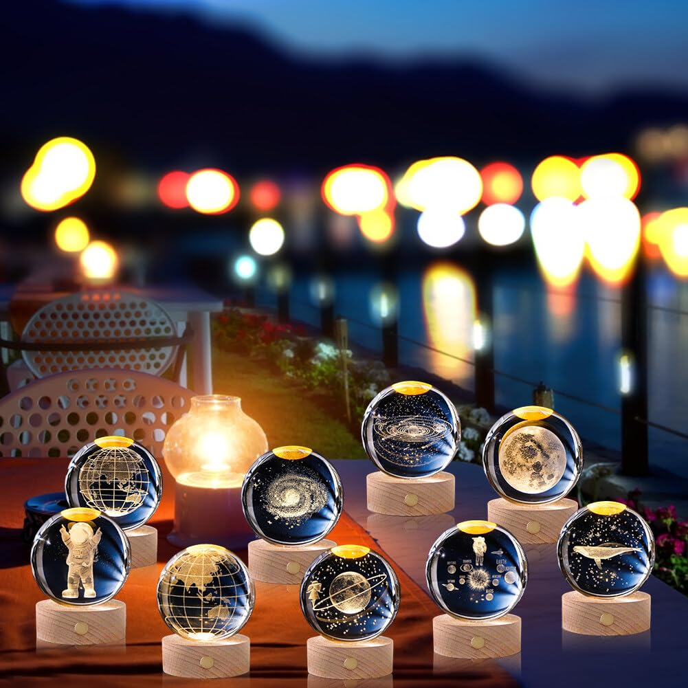 Ночник JAWSEU 3D Crystal Ball USB LED стеклянный 8 см, фото №7