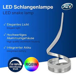 Настільна лампа REV SNAKE Акумуляторна Бездротова RGB Сенсорна Диммована Срібляста synthetic.ua - Фото 1