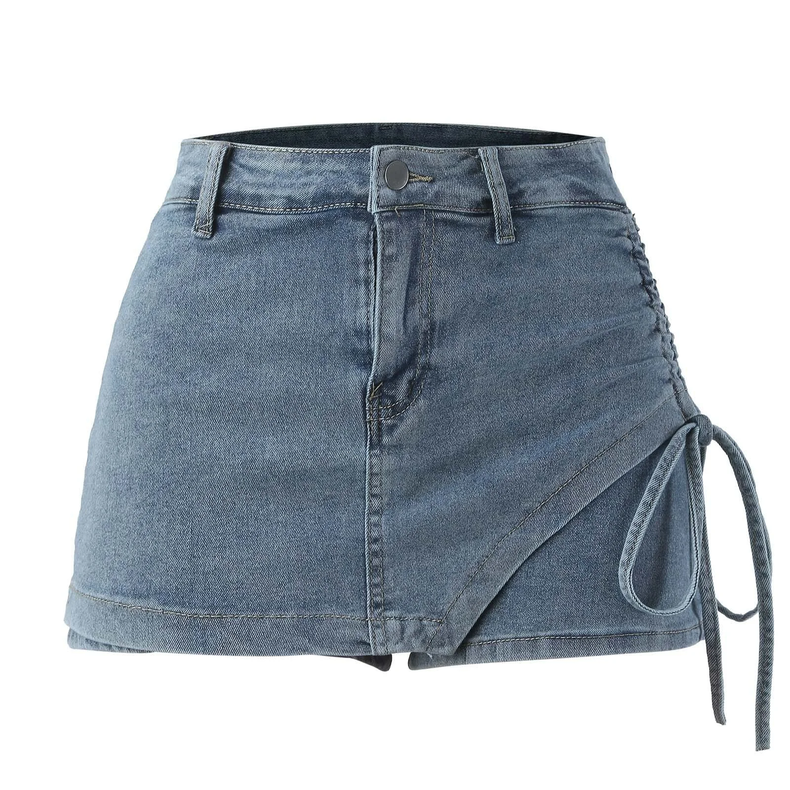 Джинсова спідниця-штани Жіноча Коротка Літня З високою талією, фото №3