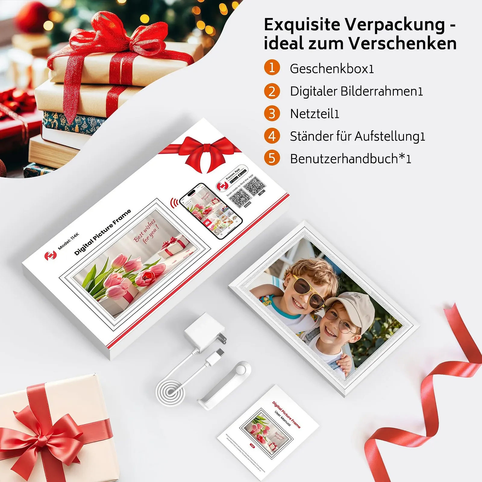 Цифровая фоторамка Frameo 10.1 дюймов HD 1280 x 800 IPS Touchscreen WiFi 32 ГБ Автоповорот, фото №9