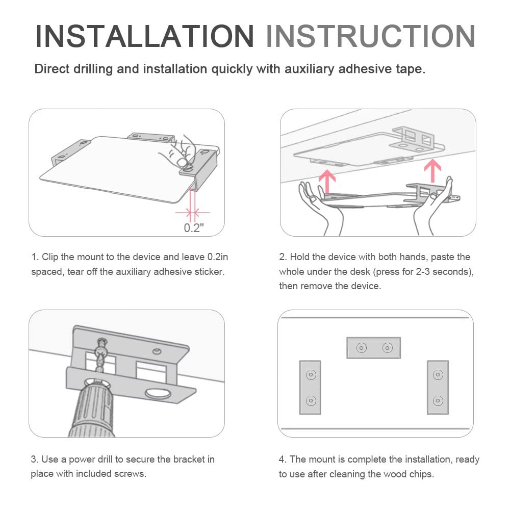 Полка-держатель для ноутбука JEMACHE Aluminium Underdesk Mount для ноутбука, Mac Mini, MacBook Air/Pro с устойчивым к царапинам силиконом, черный, фото №7