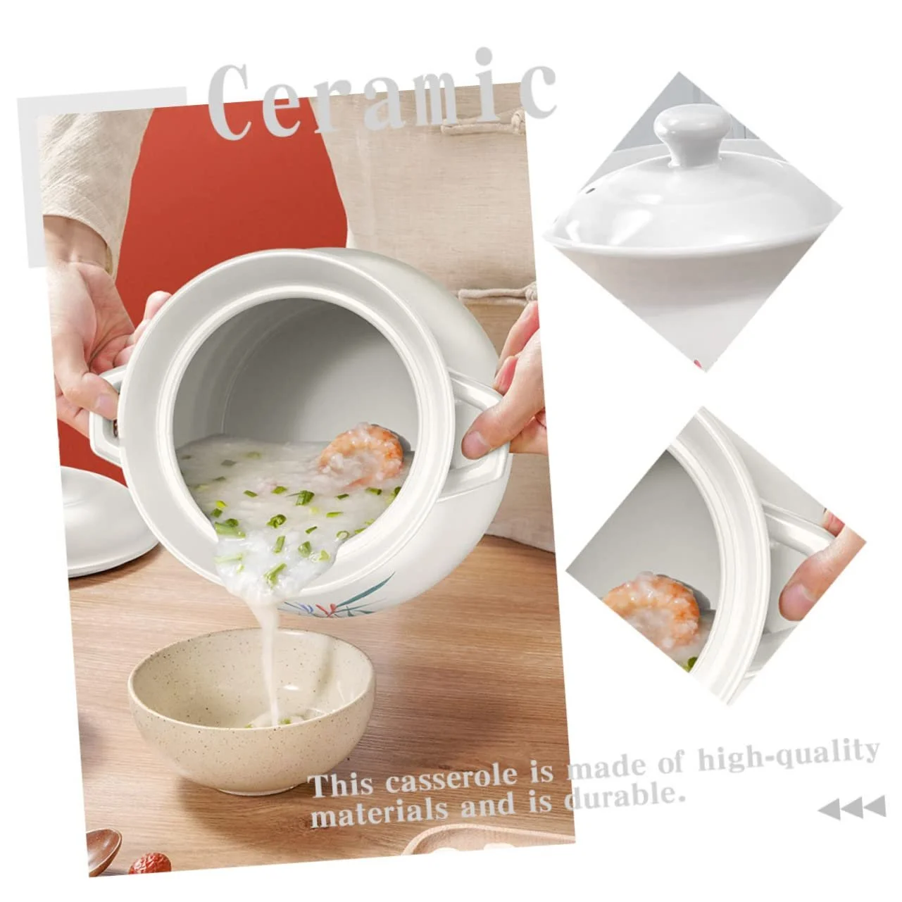 Кастрюля VALICLUD керамическая 2 л высокотемпературная японский дизайн, фото №8