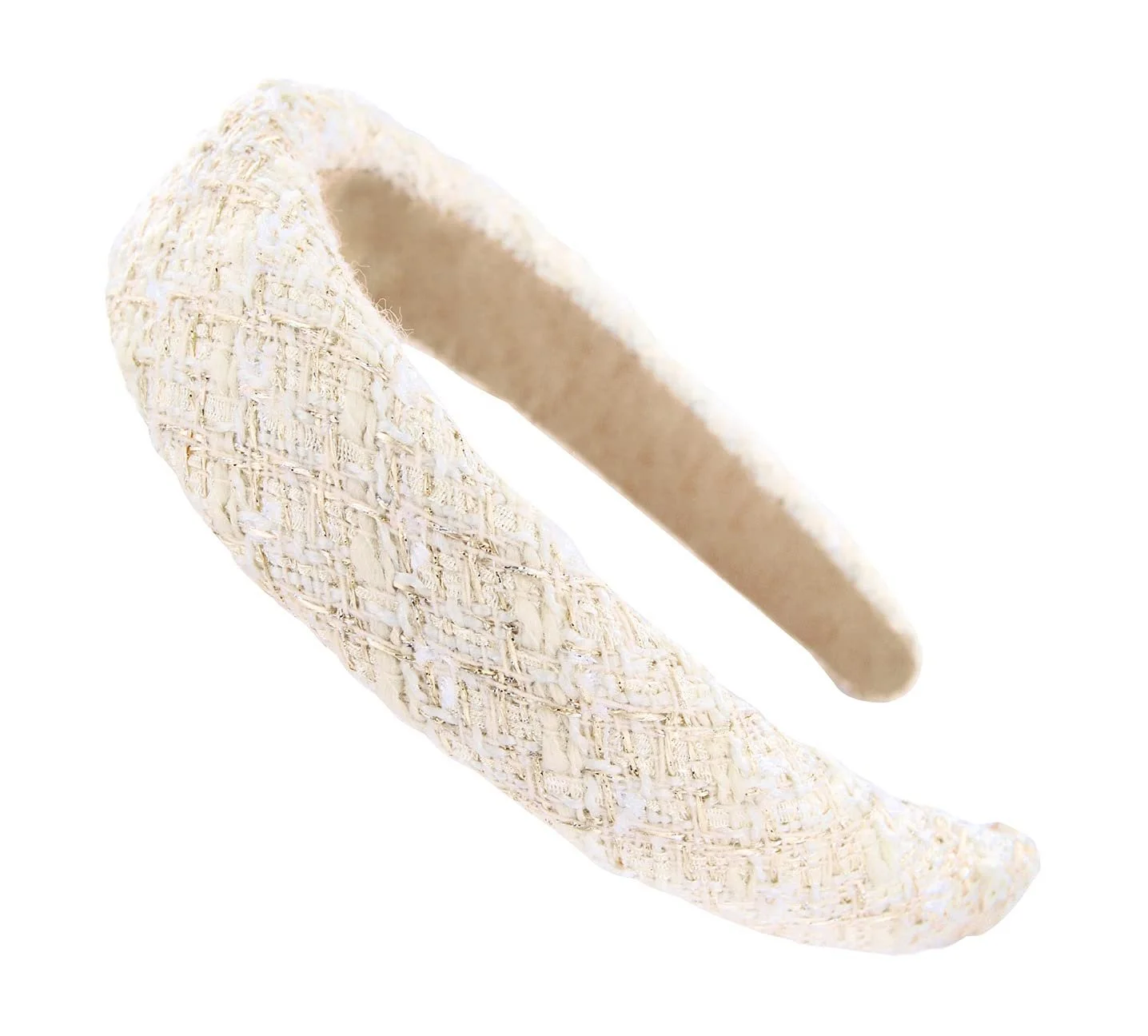 Обруч Широкий axy Тканина Твід М'який HRK8 Білий, фото №3