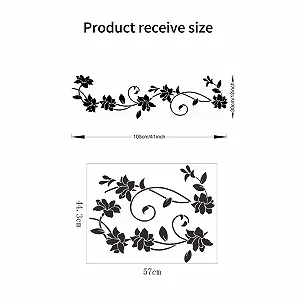 Набор наклеек на стену Цветочные узоры 2 шт. 105 x 30 см Черный synthetic.ua - Фото 1