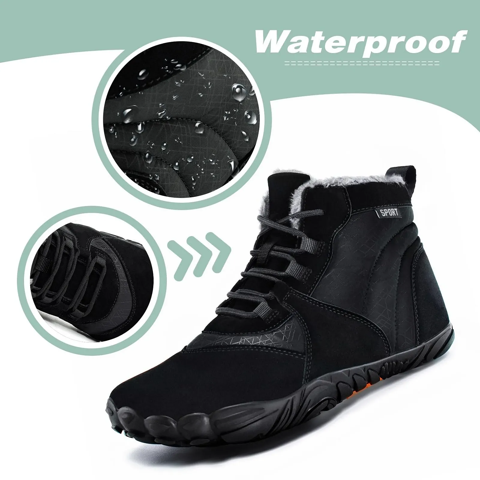 Ботинки EaseWalk зимние утепленные водонепроницаемые для мужчин для активного отдыха нескользящие 36-47 EU, фото №3