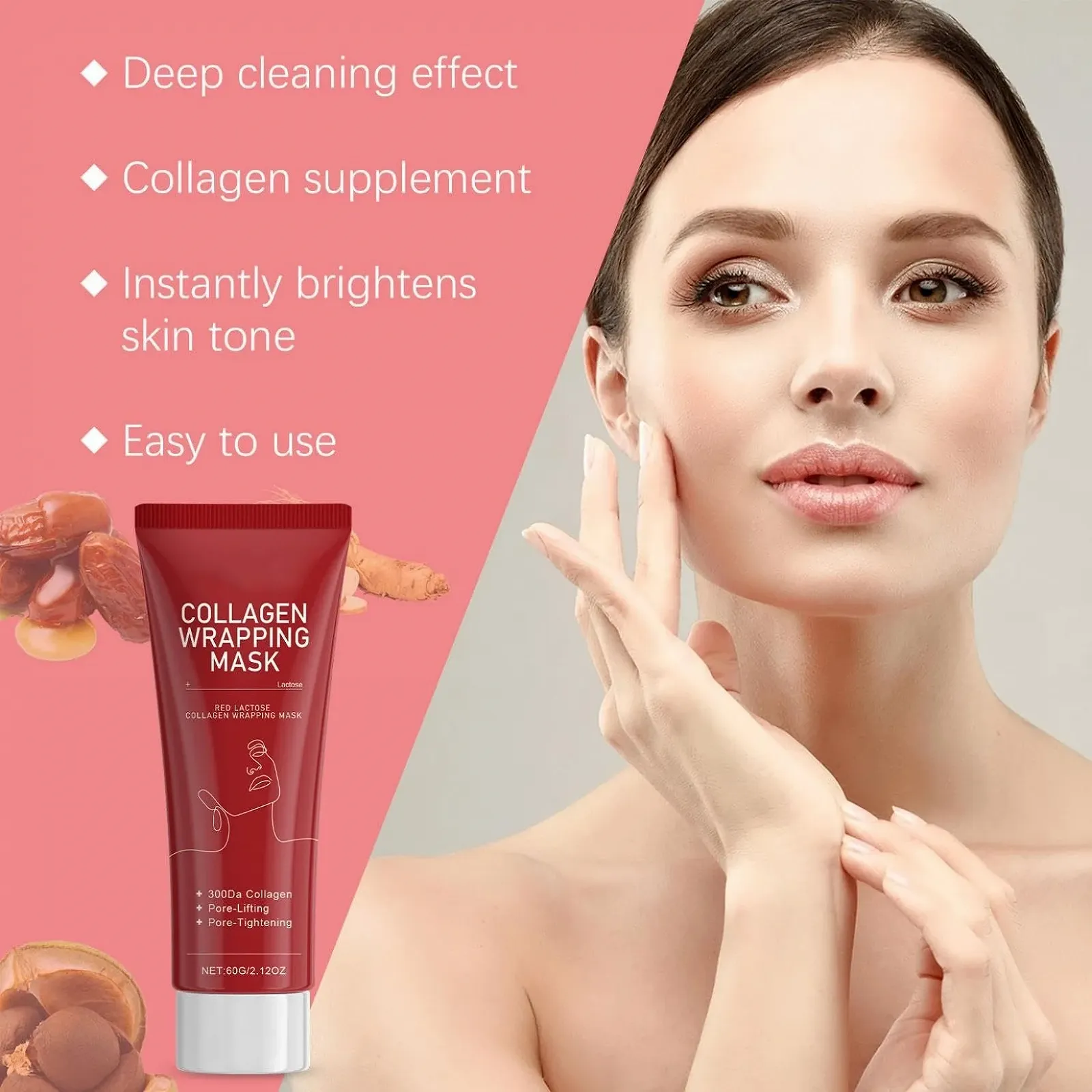 Маска для обличчя Red Lacto Collagen Wrapping, для догляду за шкірою обличчя (3 штуки), фото №3