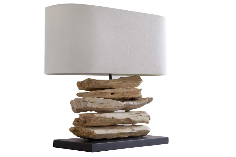 Настільна лампа invicta INTERIOR Riverine Design Handmade Driftwood Linen Shade, фото №9