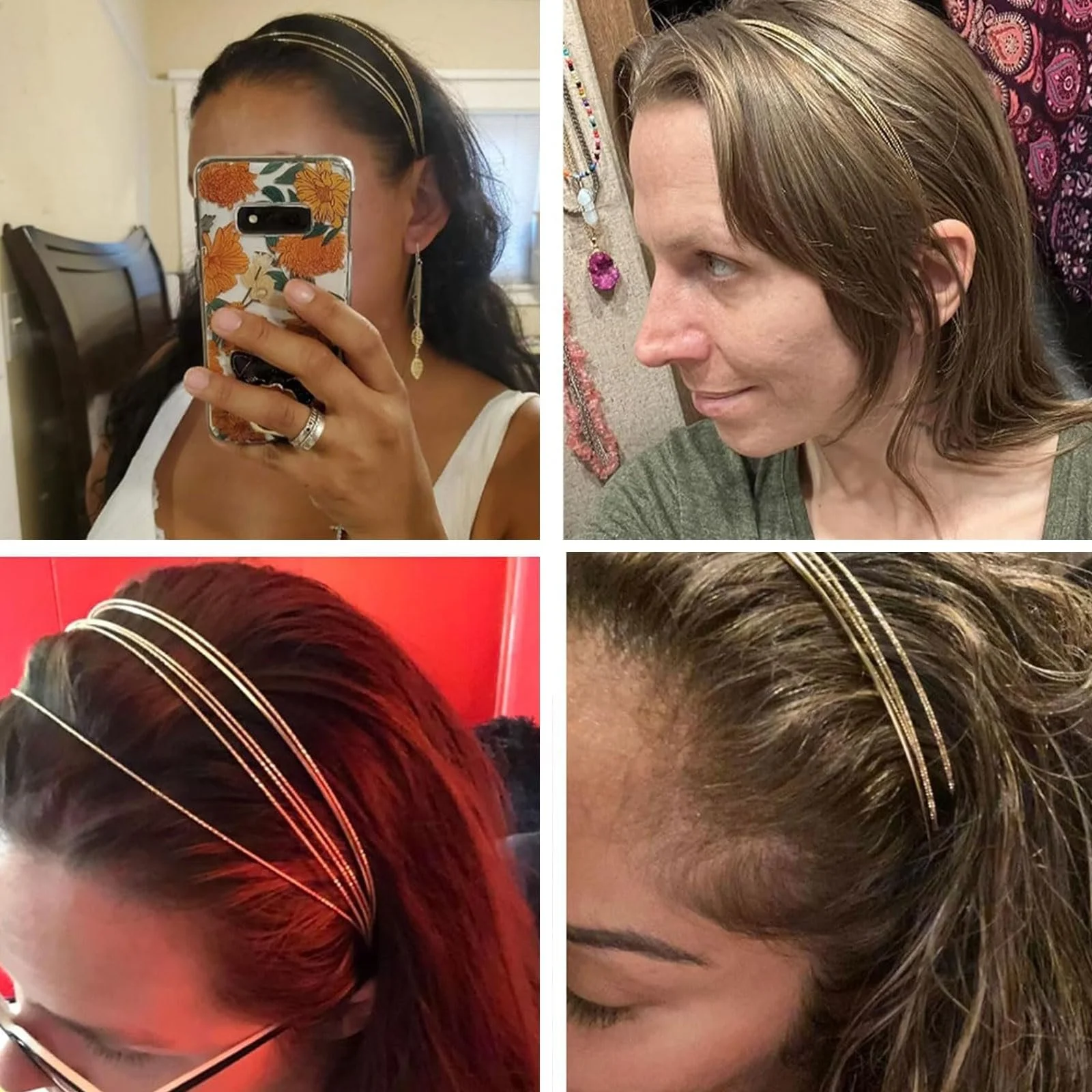 Обруч Металл Многослойный 2 шт. Золотой, фото №7