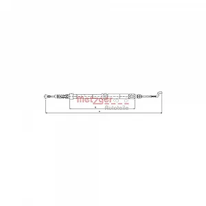 Трос стоянкового гальма METZGER 10.7393 для VW, задній лівий, задній правий - Фото 1