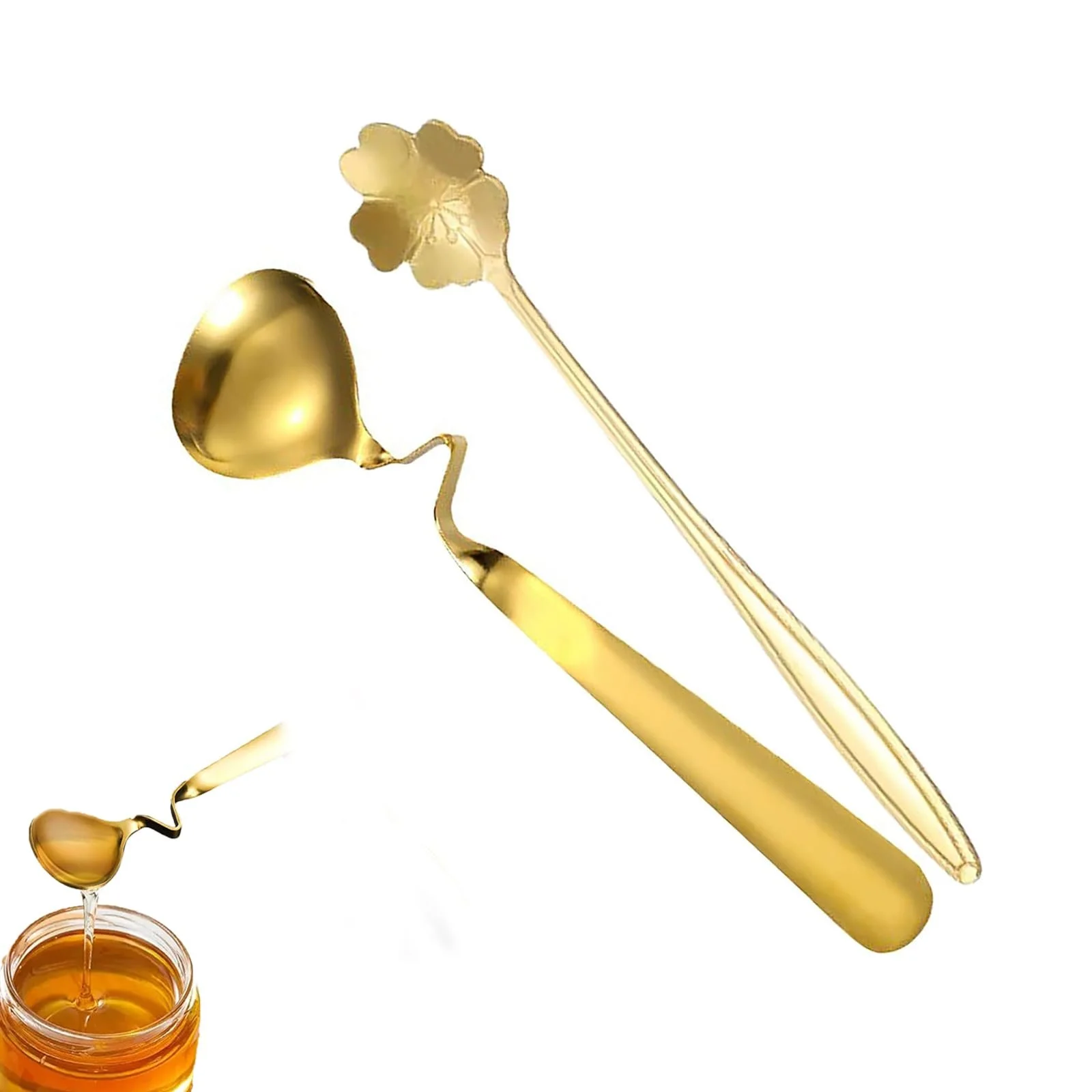 Набір з 2 золотих ложок для джему, фото №1
