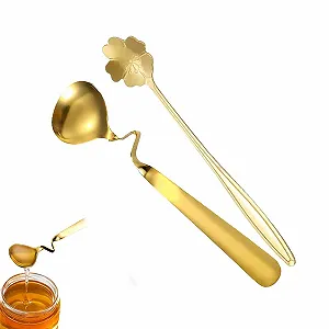 Набор из 2 золотых ложек для джема, кофейные ложки из нержавеющей стали, ложки для джема, подвесные ложки для джема, йогурта, меда, сиропа - Фото 1