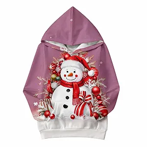 Рождественская толстовка для девочки, уродливый рождественский пуловер с капюшоном, рождественский свитер с длинными рукавами и рождественским мотивом, уютный рождественский наряд, повседневные рождественские топы - Фото 1