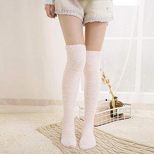 Женские сетчатые флисовые носки с вышивкой, теплые домашние носки до колена, пасхальные носки выше колена, поддерживающие чулки, женские термоноски, чулки, носки для верховой езды без резинки synthetic.ua - Фото 1