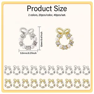 Украшения для ногтей Венок CHGCRAFT Рождественский 3D 9.5 мм x 12 мм, 40 шт, 2 цвета synthetic.ua - Фото 1